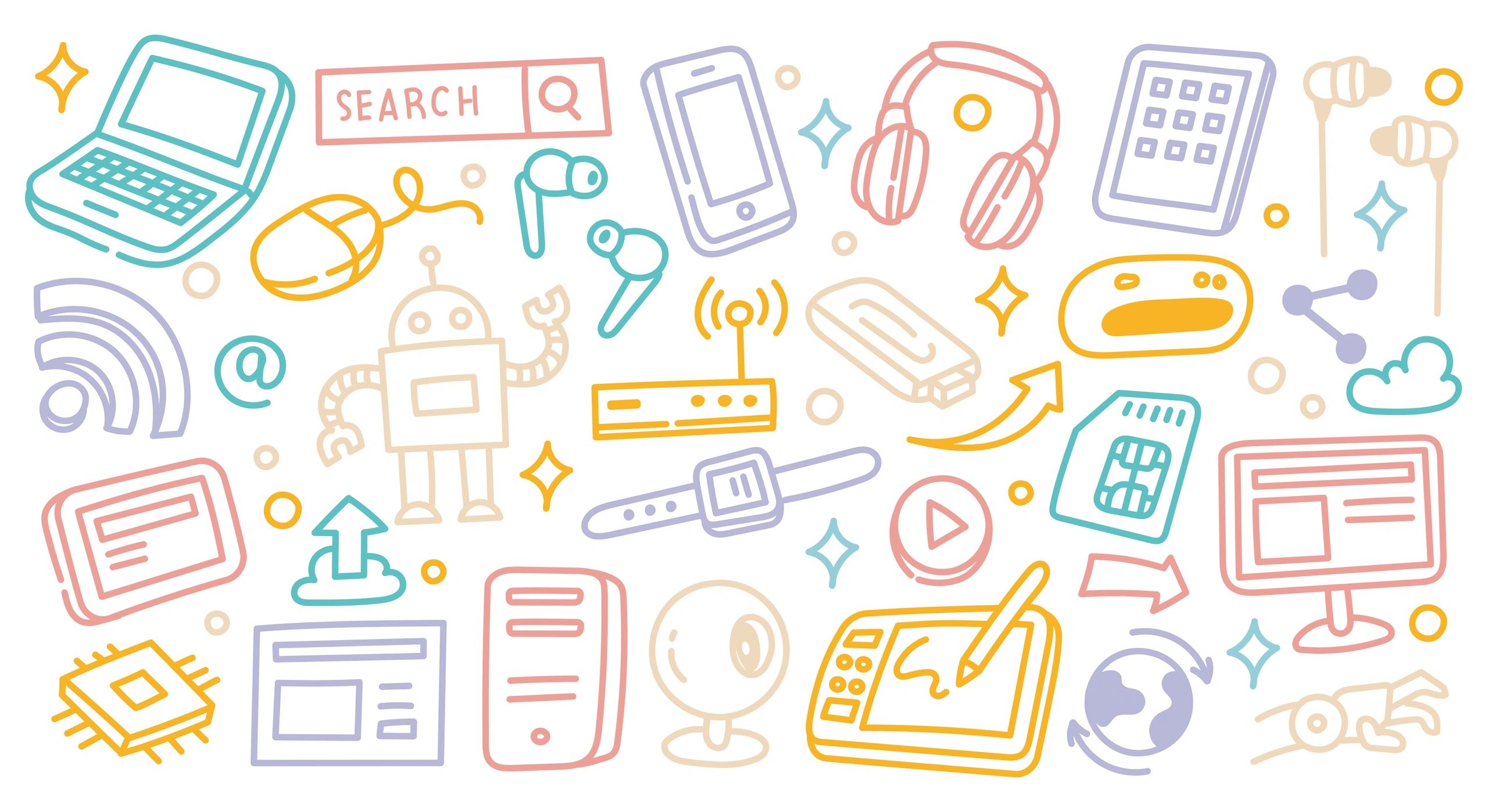 technology blog line art